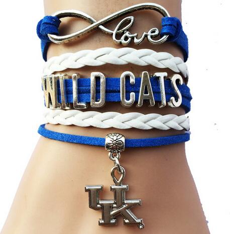 2016 hot sale Drop Shipping cheap price Infinity Love NCAA Kentucky Wildcats Team Bracele- Custom Sports Cheer Bracelet