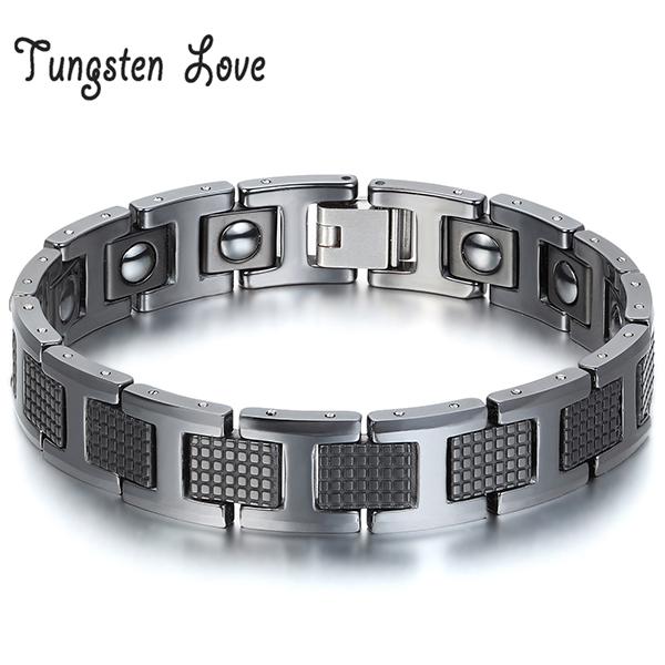 Wholesale Jewelry Black Germanium Health Magnetic Therapy Radiation Fatigue Bracelets Tungsten Bracelet Men bracelet pulsera