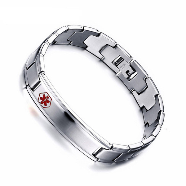 12mm wide Mode Medical bracelet For Mens stainless steel bracelets party jewelry Dropshipping