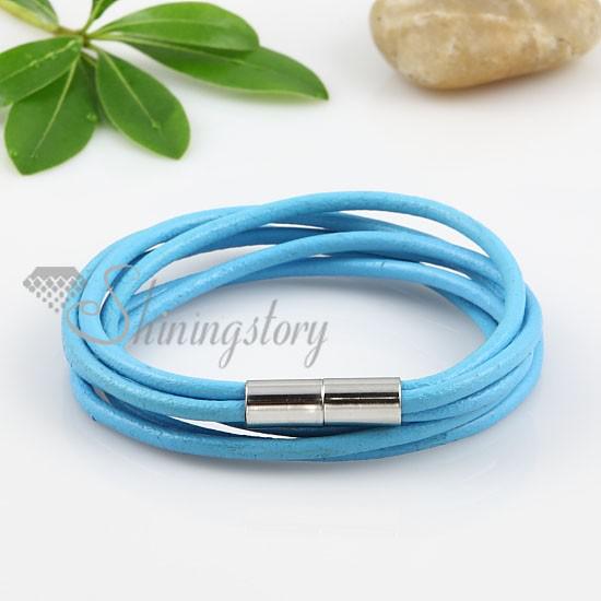 Double layer magnetic buckle genuine leather bracelets jewelry adjustable for men and women unisex