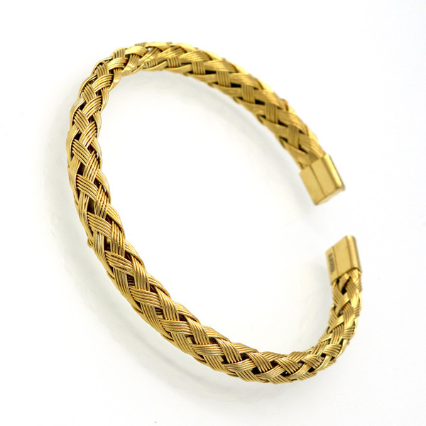 Wholesale Luxury Stainless Steel Twisted Chain Cable Bracelet Men Gold Plated Open Cuff Bracelets Bangles Plait wire Jewelry