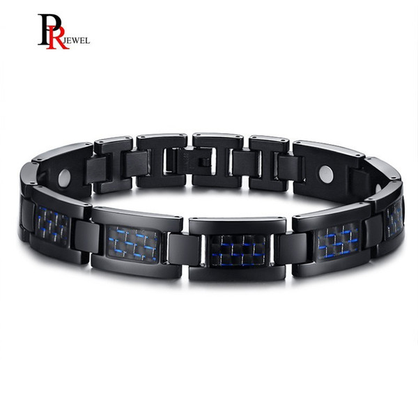 Mens Health Magnetic Bracelet Blue Color 4 Elements Stylish Carbon Fiber Bangles Bracelets Gift for Him