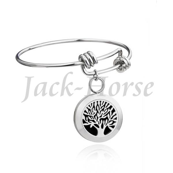 Newest tree life and OM bangles bracelets stainless steel diffuser bracelet locket 20mm with free pads