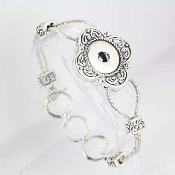 In stock flower shaped DIY interchangeable 18mm snap bracelet jewelry button bracelets for women diy making