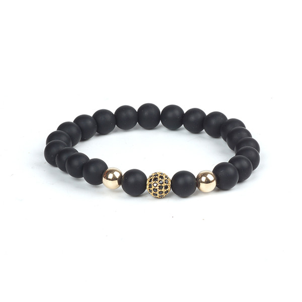 Black Polish Matte Agates Bracelets Stone Bead Onyx Charm Bracelets & Bangles For Women Men Jewelry Buddha Prayer Yoga Jewelry