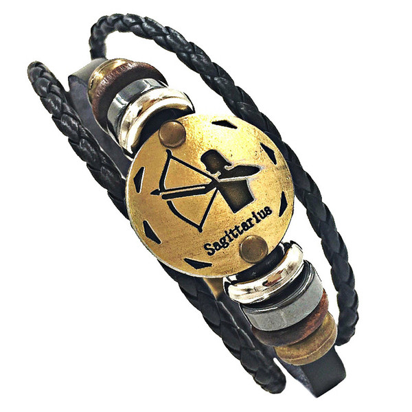 12 Constellations 2018 New Jewelry Bracelet Leather Bracelet Fashion Men Casual Personality Zodiac Signs Xy160496 Punk