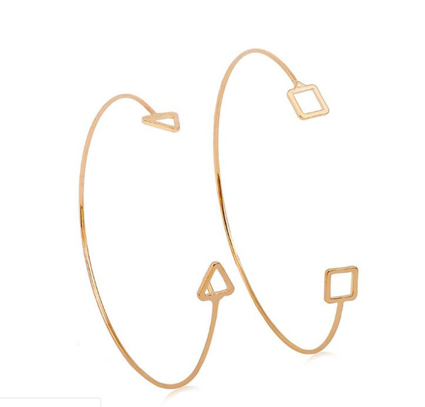 2019 Hot Selling European and American Fashion Popular New Simplicity Hollow-out Geometric Triangle Square Open Bangles B3111