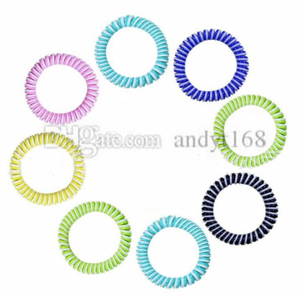 Double Color Mosquito Repellent Bracelet Stretchable Elastic Coil Spiral hand Wrist Band telephone Ring Chain Anti-mosquito bracelet I541