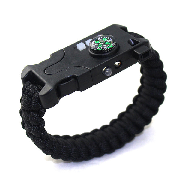 AK17 adventure climbing laser infrared SOS survival rechargeable bracelet braided LED flashlight compass help bracelet