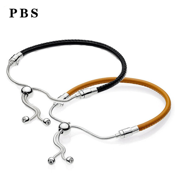 PBS 100%925 Sterling Silver Original Copy High-qualityLeather Rope Bracelet With Logo Free Of Charge Wholesale Manufacturer