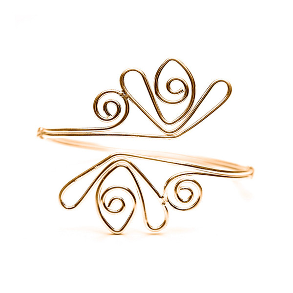 Minimalist Gold Metallic Coil Upper Arm Cuff Open Bracelet Armband Punk Tulip Bracelet Armband Metal Armband Female