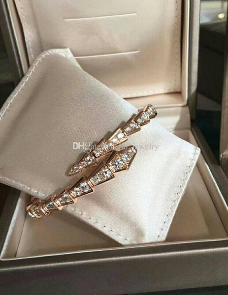 new fashion brand narrow version of the snake head bracelet full diamond bracelet jewelry 18K Rose Lady,Serpentine luxury bracelet