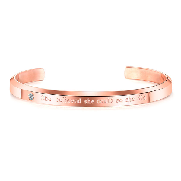 Ladies Rose Gold Bracelet Titanium Steel Bracelet Opening C-type Handwear Accessories Decoration Temperament Personality Fashion