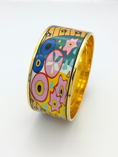 For Alice Series 18K gold-plated enamel bangle bracelet for woman Top quality bracelets bangles width 30 mm Fashion jewelry for gift