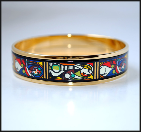 Woman Before a Mirror Series 18K gold-plated enamel bangle bracelet for woman Top quality bracelets bangles width 15 mm Fashion jewelry