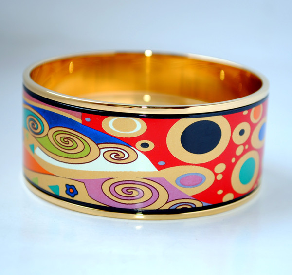 Tree of Life Series 18K gold-plated enamel bangle bracelet for woman Top quality bracelets bangles width 30 mm Fashion jewelry for gift