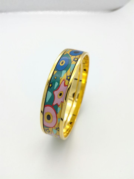 For Alice Series 18K gold-plated enamel bangle bracelet for woman Top quality bracelets bangles width 15 mm Fashion jewelry for gift