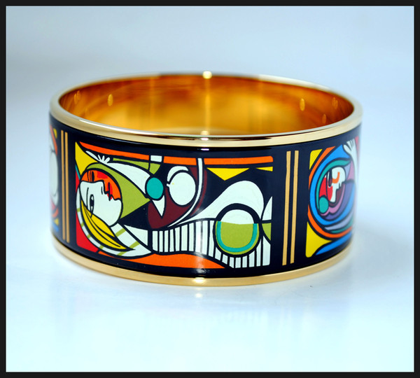 Woman Before a Mirror Series 18K gold-plated enamel bangle bracelet for woman Top quality bracelets bangles width 30 mm Fashion jewelry