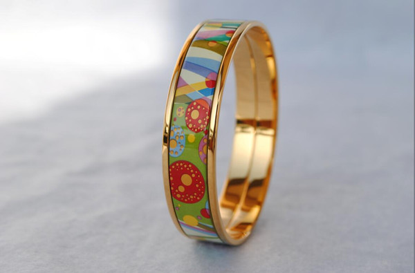 Flower of Love Series 18K gold-plated enamel bangle bracelet for woman Top quality bracelets bangles width 15 mm Fashion jewelry