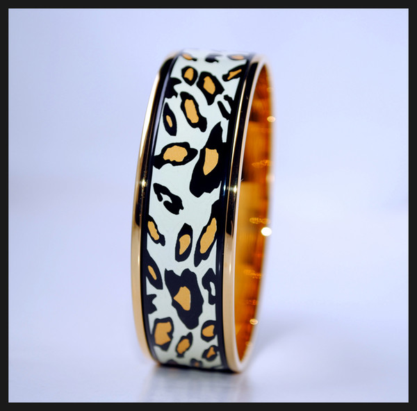 Leopard Series 18K gold-plated enamel bangle bracelet for woman Top quality bracelets bangles width 20 mm Fashion jewelry for gift