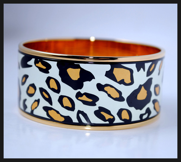 Leopard Series 18K gold-plated enamel bangle bracelet for woman Top quality bracelets bangles width 30 mm Fashion jewelry for gift