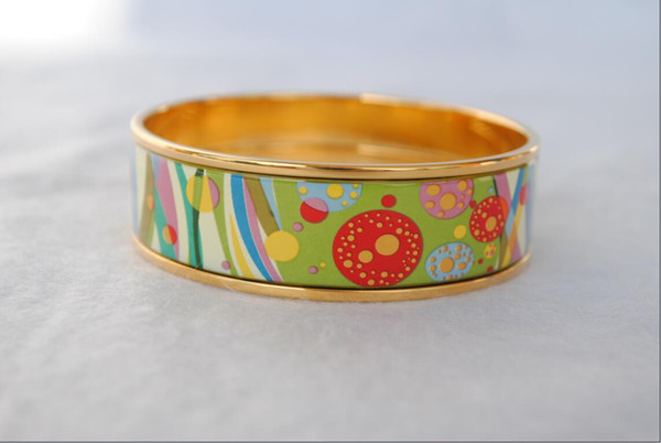 Flower of Love Series 18K gold-plated enamel bangle bracelet for woman Top quality bracelets bangles width 20 mm Fashion jewelry