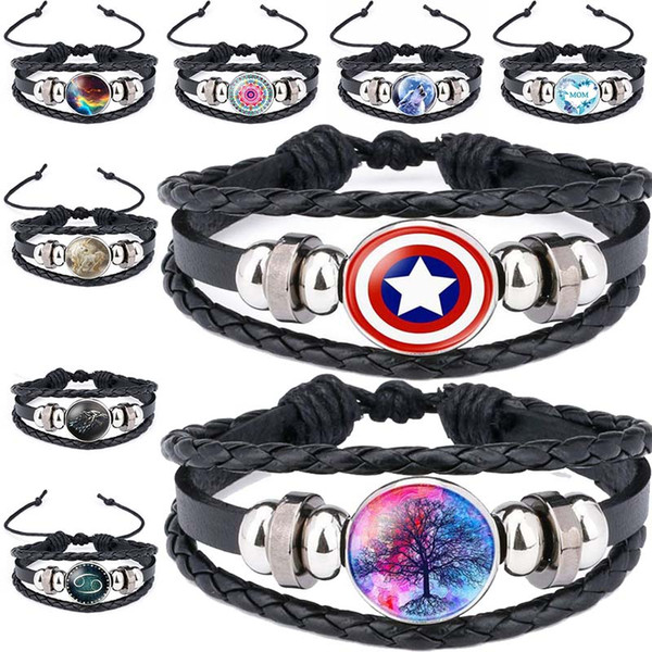 13 Serie Glass Cabochon Bracelet Unicorn Mom Game of Thrones Wolf Hero Zodiac Tree of Life Christmas Multilayer Wrap Bracelet Will and Sandy