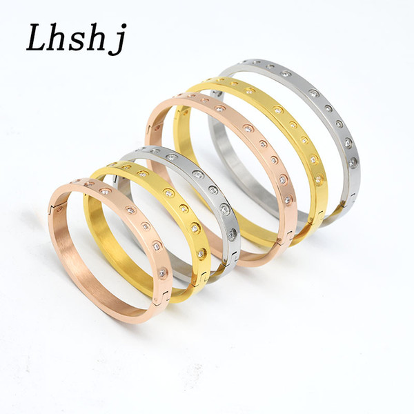 Fashion Titanium steel parent-child bracelet for women and kids love bangle crystal jewelry cuff bangle party gift