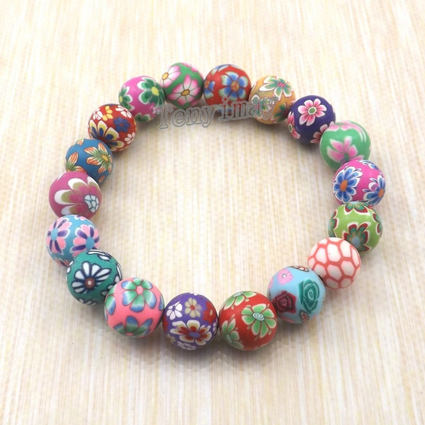 Fashion polymer clay bracelets free shipping, wholesale 20pcs Bohemian beaded bracelets, Kid's gift