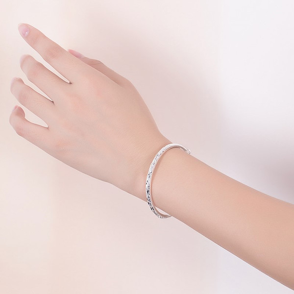 Gypsophila Silver Bracelet 999 Women Simple Gypsum Push-Bangle Bracelet Sterling Silver Jewelry Send Mom to Send Gifts