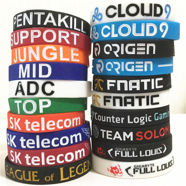 20 designs LOL bracelet LOL GAMES Souvenirs Silicone Wristband LEAGUE of LEGENDS Bracelets with ADC, JUNGLE, MID, SUPPORT, TOP D599