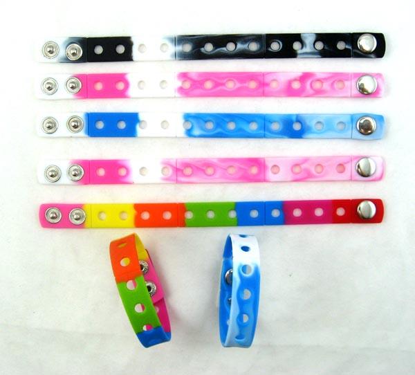 Free shipping 100pcs Shoe Charms Silicone Wristband Bracelets,21cm,Mixed 10 Colors,As Kids gift