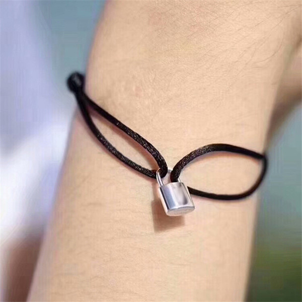 New Brand Women Lover Bangle Handmade Adjustable Rope Chain Bracelet Charm Lock Pendant Titanium Stainless Steel for gift With letter