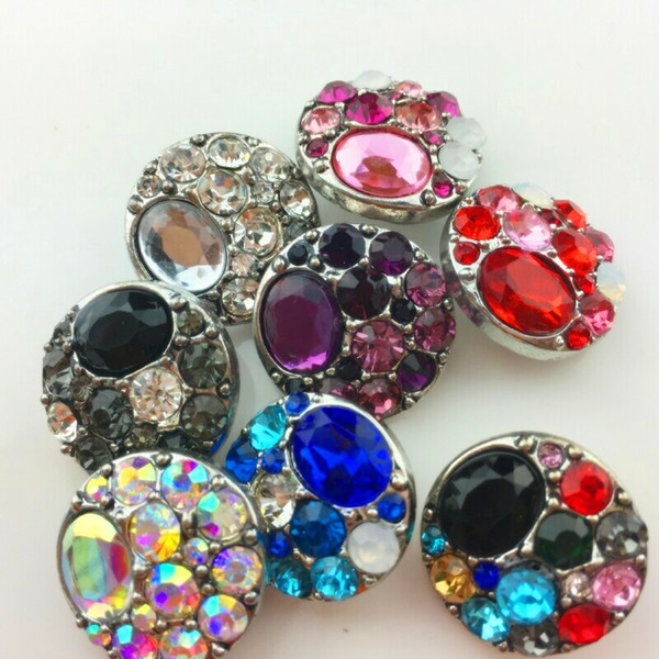 18MM Snap Button Big Rhinestone Top 8 Mixed Style Snap Chunk Diy Jewelry Fit Noosa Snap Chunk Button Charm Bracelet