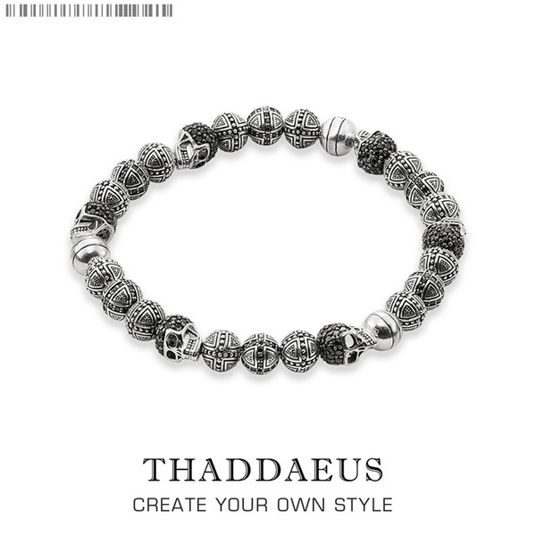 Rebel Skull Cross Beads Bracelets,Thomas Style Bracelet Jewerly For Men,Link At Heart Gift In Silver & Zirconia,Wholesale Price S915