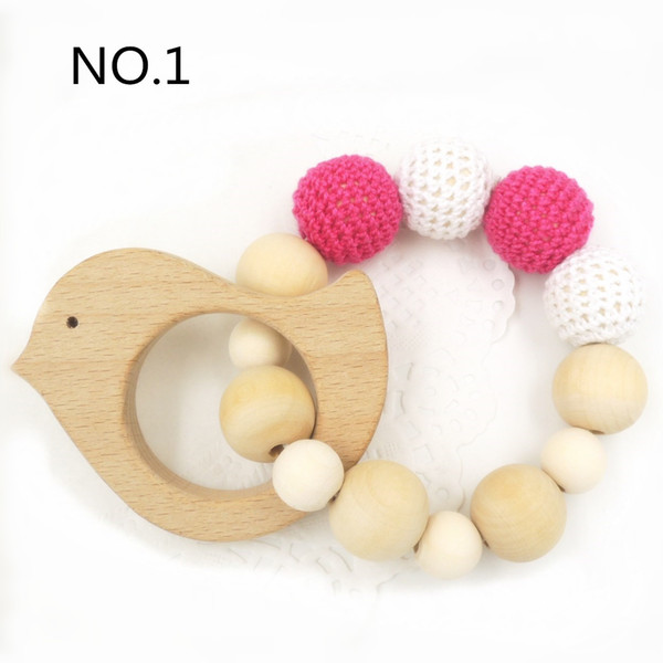 4pcs per lot Sale Wooden Toy Mommy Jewelry Baby Crochet Nursing Toy Teething Baby Crochet Animals Baby Toy TT002