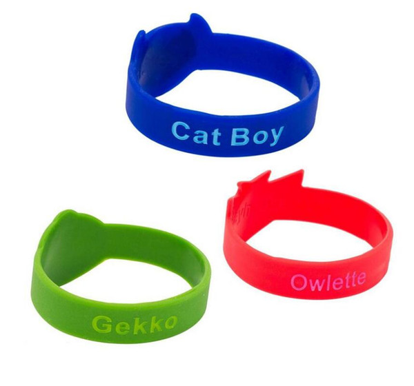 2018 New PJ Characters Catboy Owlette Gekko Cloak Masks Action Figure Toys Bracelets Silicone Wristband Children Gifts