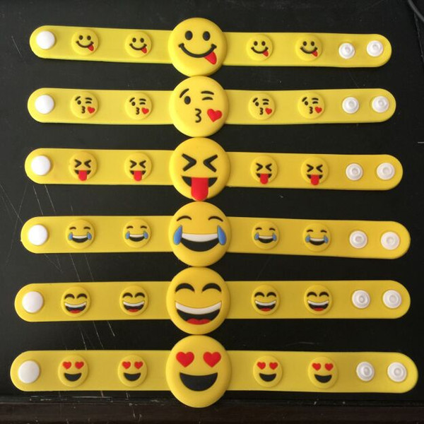 Emoji Smile PVC bracelet lovely wristband Yellow silicone bracelet children toy For kis Birthday present Christmas gift