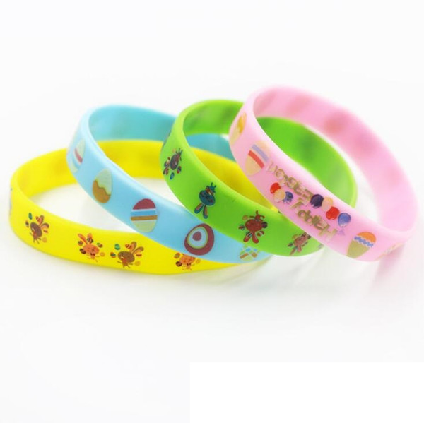 Customizable Easter Silicone Bracelet Mens Womens Fashion Wristband Elastic Bracelet Party Gift Jewelry For Kids Adult Easter Egg