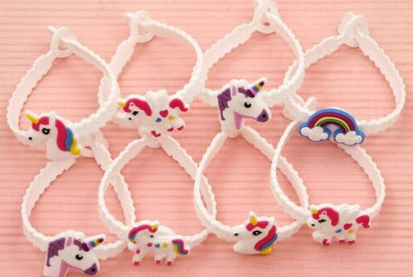 New Children Charm Unique Unicorn Bracelets Girls Boys Birthday Party bag fillers Kids Baby Silicone Wristband Child Toy free ship