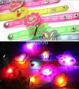 Children's LED flash lighting jelly glow bracelets cartoon wristband candy colors atmosphere props party wristbands bracelet toys gift