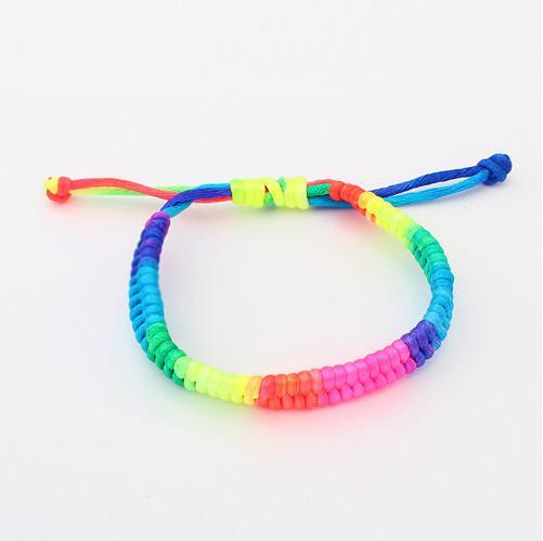 Bracelets For Women Fashion Colorful Candy Color Rainbow Style Knitted Rope Chain Bracelets Wholesale Free Shipping BR209