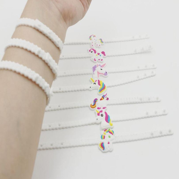 2018 Wholesale Cheap Children Unicorn PVC Silicone Adjustable Bracelet for Kids Multi Designs Available Free Shipping