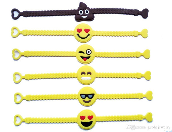 New wholesale silicone bracelets PVC sports children emoji bracelets creative smiling face gift wristband free shipping