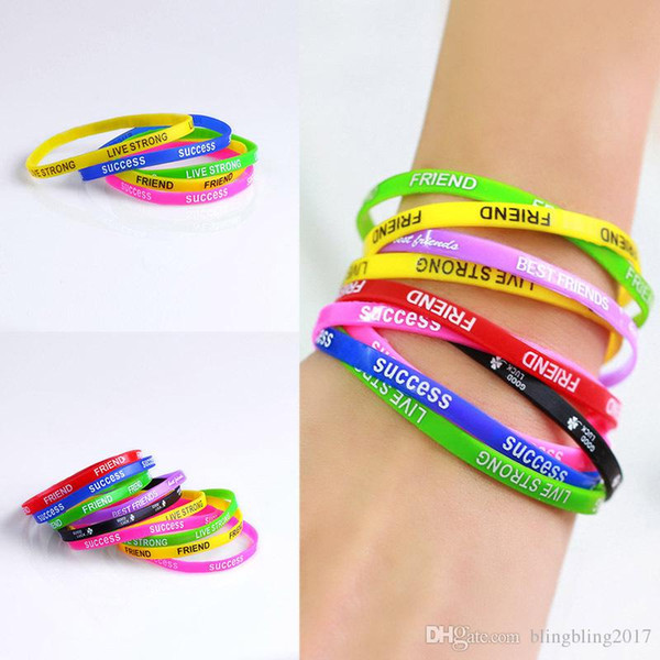 Unisex Silicone Wristband Candy Color Letters Basketball Star Sports Bracelets Multicolor Gym Fitness Elastic Energy Bracelets