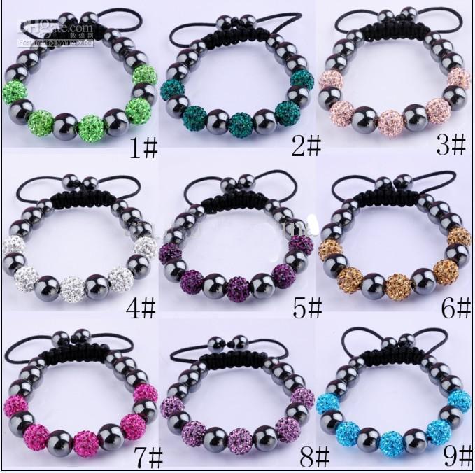 10MM Disco Magnetite Ball Beads Macrame Clay Crystal Bracelet FRIENDSHIP DISCO BALL BRACELETS