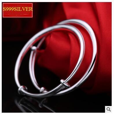 S999 one thousand fine silver bracelet 20g Baby child silver bracelet smooth round belly skin-friendly baby full moon birthday gift for 0-6