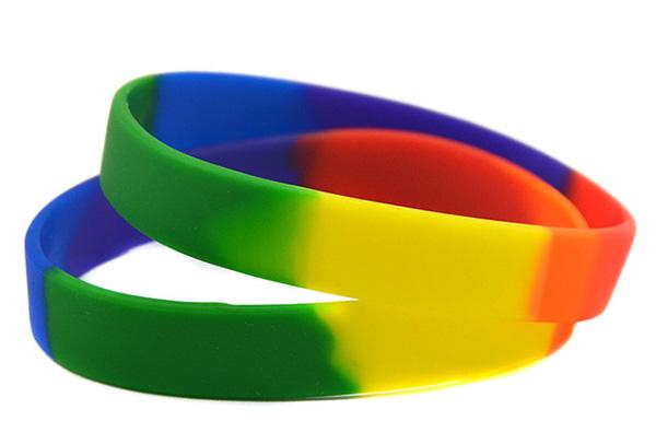 rainbow colored silicone bracelet colorful print low price wristbands silicone band