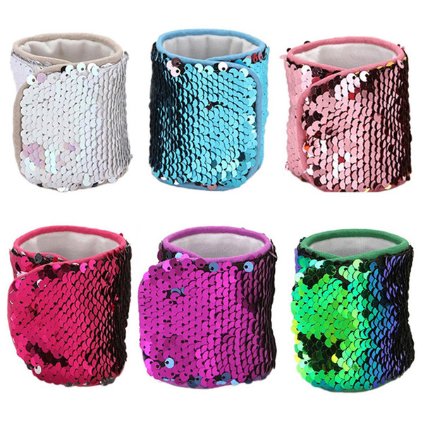 Mermaid Sequins Bracelet Paillette Wrist Strap Wristband Cuff Sequins Bracelets Women Charm Jewerly Girl Wedding Street Dance