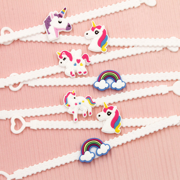 Unicorn Rubber Wristbands Silicone Bangle Bracelet Birthday Party Decorations for Kids Colorful Unicorn Decor